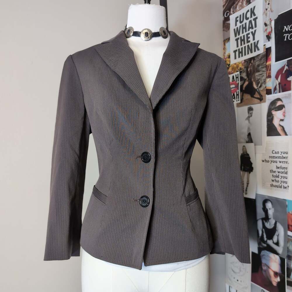 Pinstripe Two-Button Fitted Blazer Siren